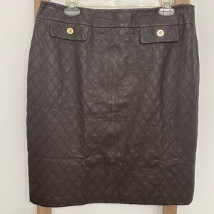 Vintage CHADWICK Leather Skirt|Chocolate Brown Genuine Leather MIDI Skirt Size12